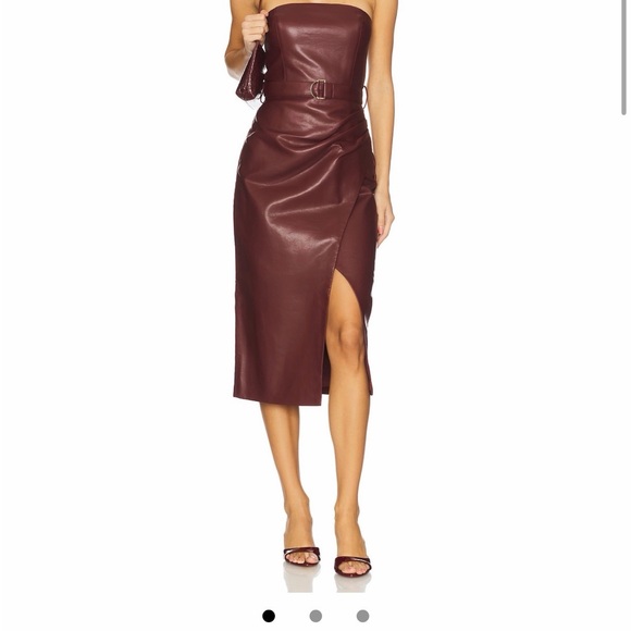 Karina Grimaldi Strapless Burgundy Dress
